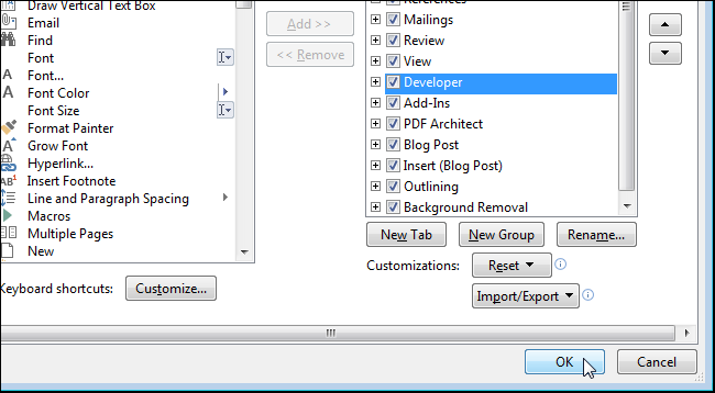 How to Show the Developer Tab on the Ribbon in Office Programs