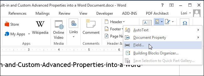 How to Insert Built-in and Custom Advanced Properties into a Word Document