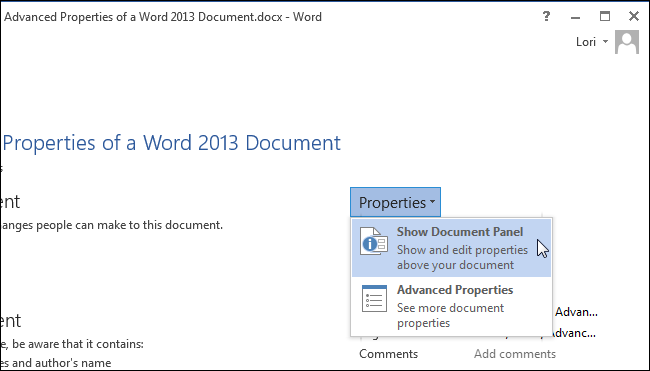 How to Set the Advanced Properties of a Word Document