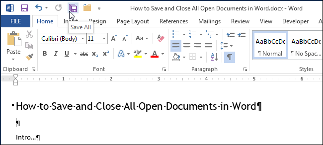 How to Save and Close All Open Documents in Word