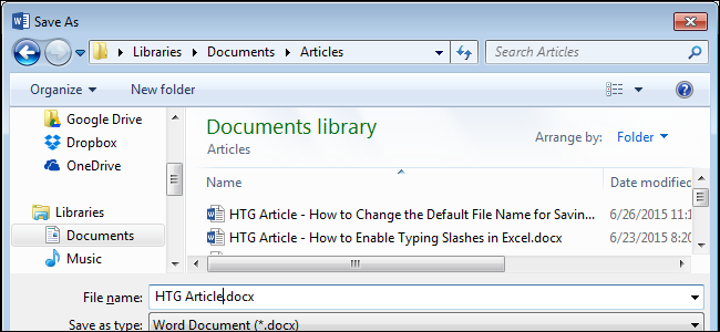 How to Change the Default File Name Used When Saving Word Documents