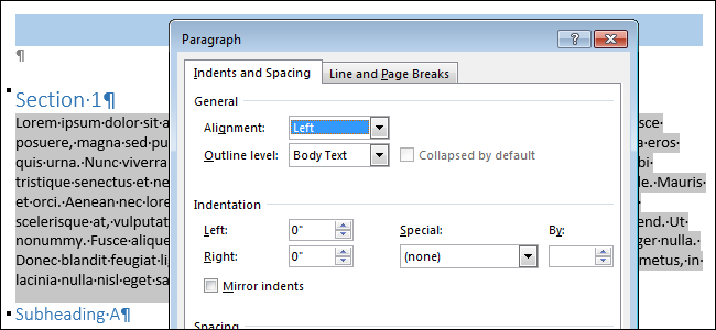 Column Paragraph How to Set Paragraph Formatting in Word