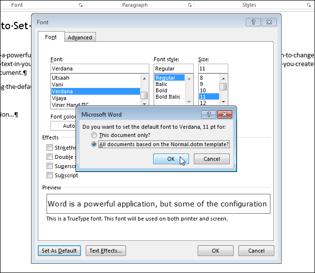 How to Set the Default Font in Word