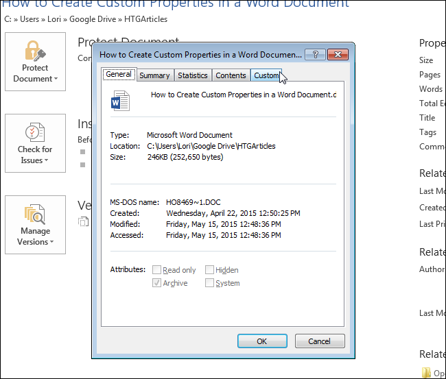 How to Create Custom Properties in a Word Document