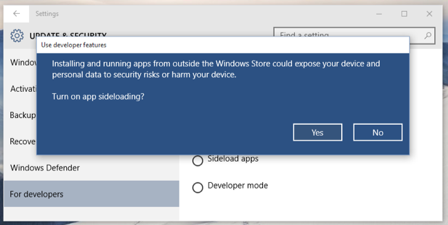 Windows 10 Allows You To Sideload Universal Apps, Just Like Android Does