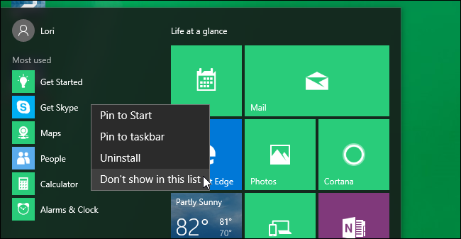 How to Remove Items from the Most Used List on the Windows 10 Start Menu