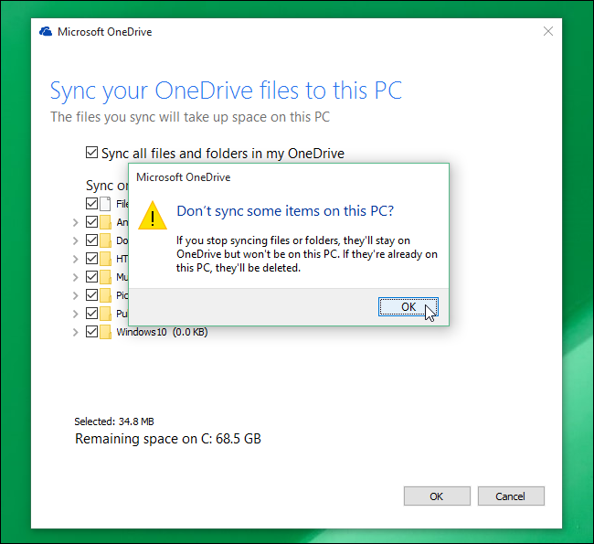 How to Configure OneDrive to Sync Only Certain Folders in Windows 10