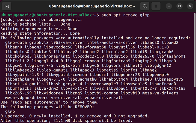 sudo apt remove gimp to remove just GIMP.
