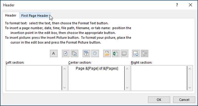 How to Make the Header and Footer Different on the First Page on an ...