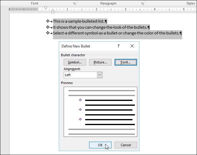 How to Customize the Bullets in a Bulleted List in Word