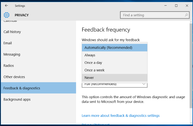 How to Stop Windows 10 From Asking You For Feedback
