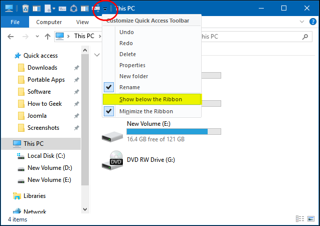 How to Customize File Explorer's Quick Access Toolbar in Windows 10