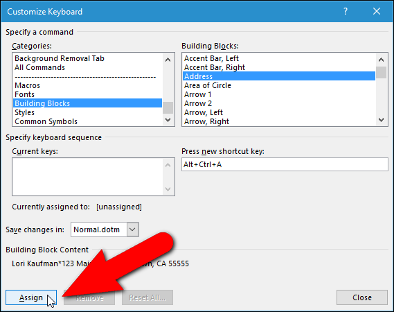 How to Add Shortcut Keys to AutoText Entries in Word