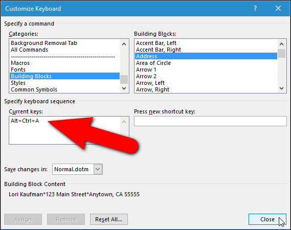 How to Add Shortcut Keys to AutoText Entries in Word