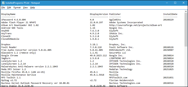 How to Create a List of Your Installed Programs on Windows