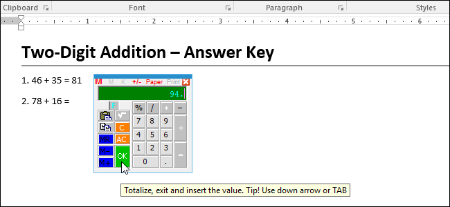 How to Add a Calculator to Microsoft Word