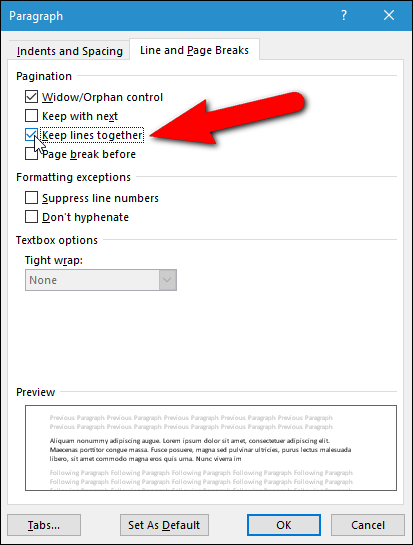 How to Stop a Paragraph from Splitting Between Pages in Microsoft Word