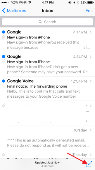 Quickly Access Drafts in the iOS Mail App with a Long-Press