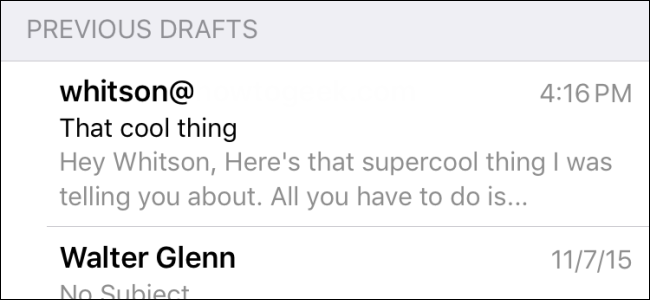 Quickly Access Drafts in the iOS Mail App with a Long-Press