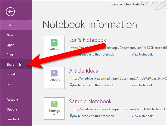 How to Share Notebooks in Microsoft OneNote 2016