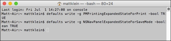 How to Show the Expanded Print and Save Dialogs in OS X by Default