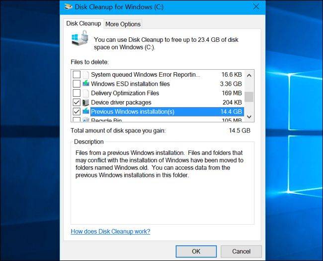 How to Free Over 10GB of Disk Space After Installing Windows 10's May ...