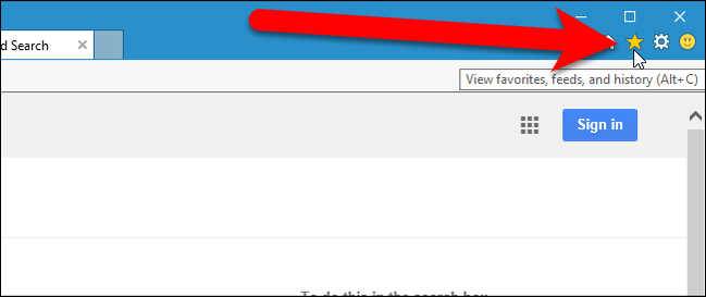 Click the star-shaped button in the top right to view your favorites, feeds, and history. 