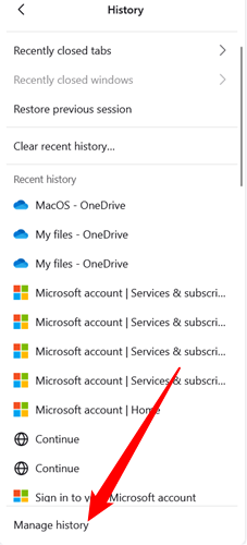 Click "Manage History."