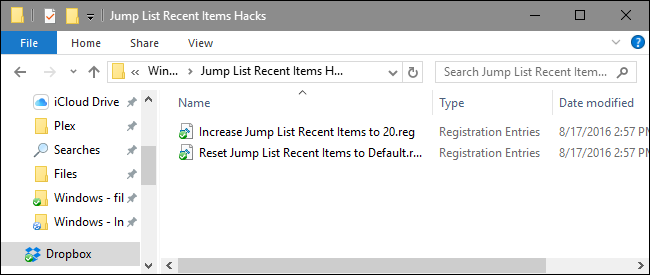 How to Increase the Number of Jump List Items in Windows 10