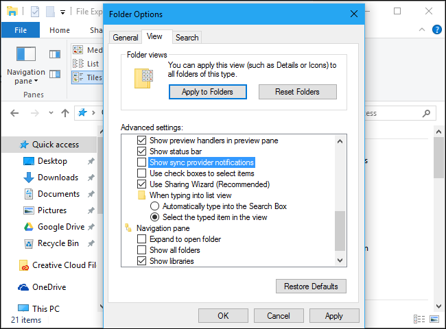 Disable Automatic File Notifications How to Disable Ads and Notifications in Windows 10's File Explorer