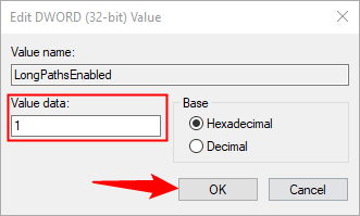 Set the value to "1"