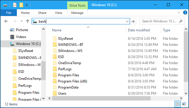 How to Quickly Launch a Bash Shell From Windows 10's File Explorer