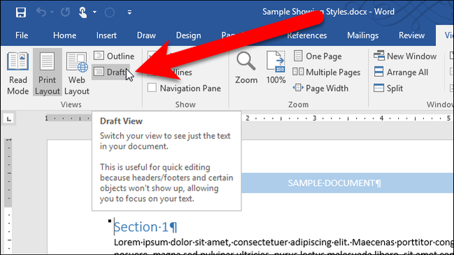 Word File Backdraft How to See All the Paragraph Styles Used in Your Word Document