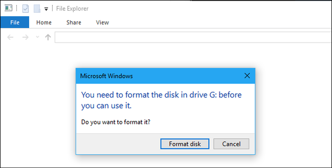 The Windows format dialogue. 