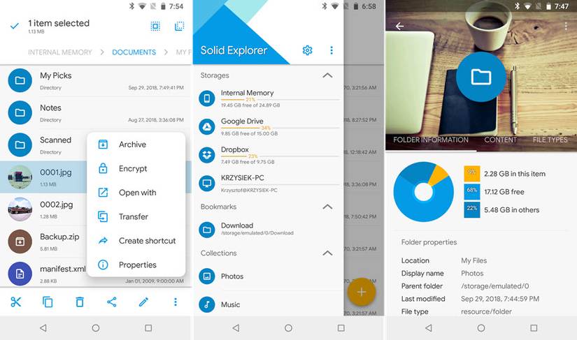 Solid Explorer screens.