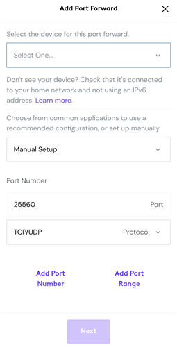xFi Router port forwarding image. 