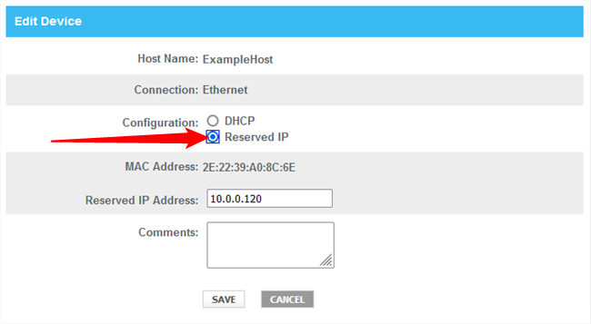 Tick "Reserved IP" then click "Save."