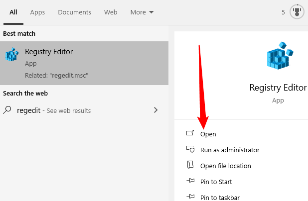 Click "Open" or hit Enter to launch the Registry Editor.
