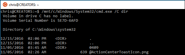 Windows Shell Directory How to Run Windows Programs from Windows 10's Bash Shell