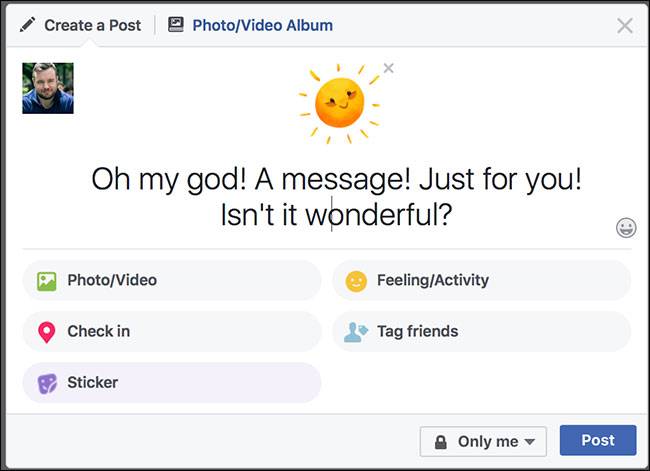 How to Create Facebook Statuses with Colorful Backgrounds or Large Stickers