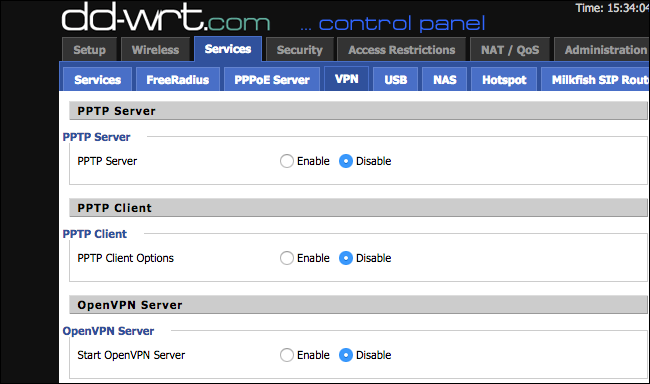 DD-WRT services page. 