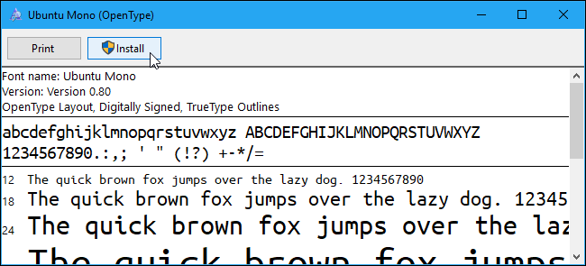 Click &quot;Install&quot; near the top if you want to use the font. 