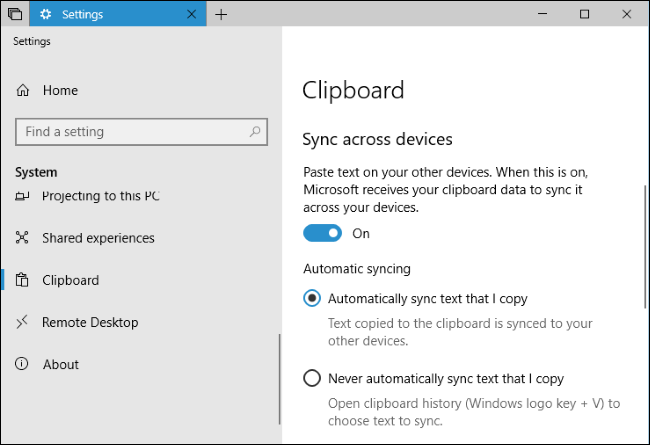 Using Windows 10's New Clipboard: History and Cloud Sync