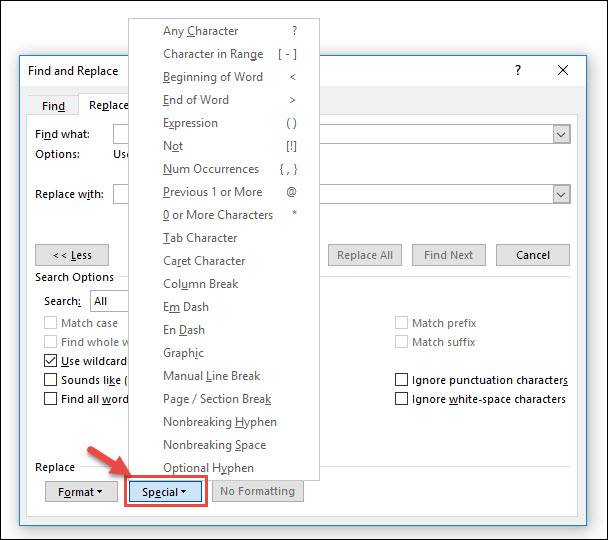 How to Use Wildcards When Searching in Word 2016