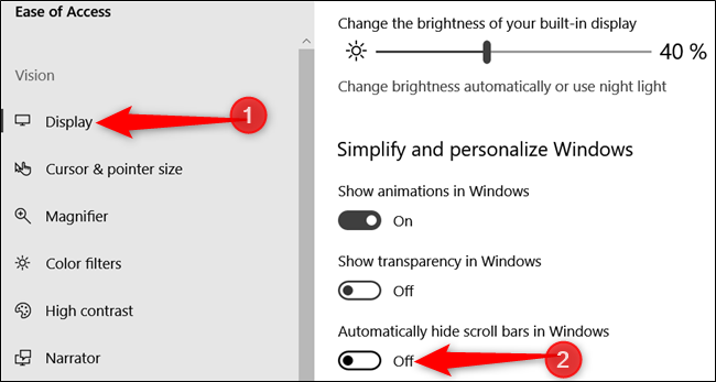 How to Always Show Scroll Bars in Windows 10