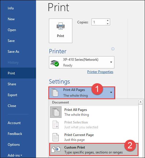 How to Print a Range of Pages in a Multi-Section Word Document