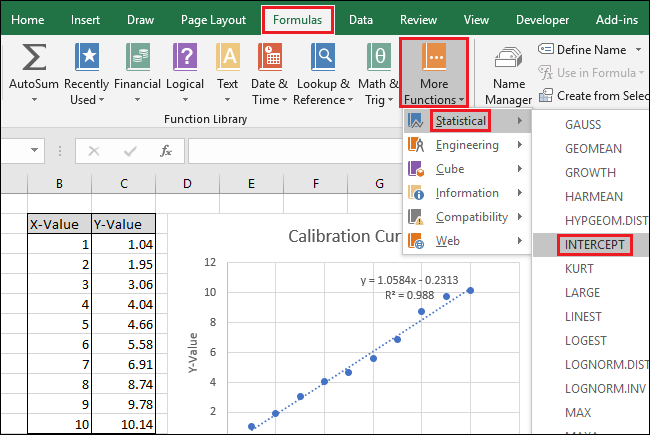 How to Do a Linear Calibration Curve in Excel