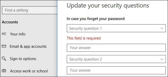No, You Don't Need to Disable Password Recovery Questions on Windows 10