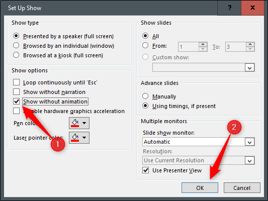 show without animation