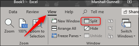 Split screen in View tab
